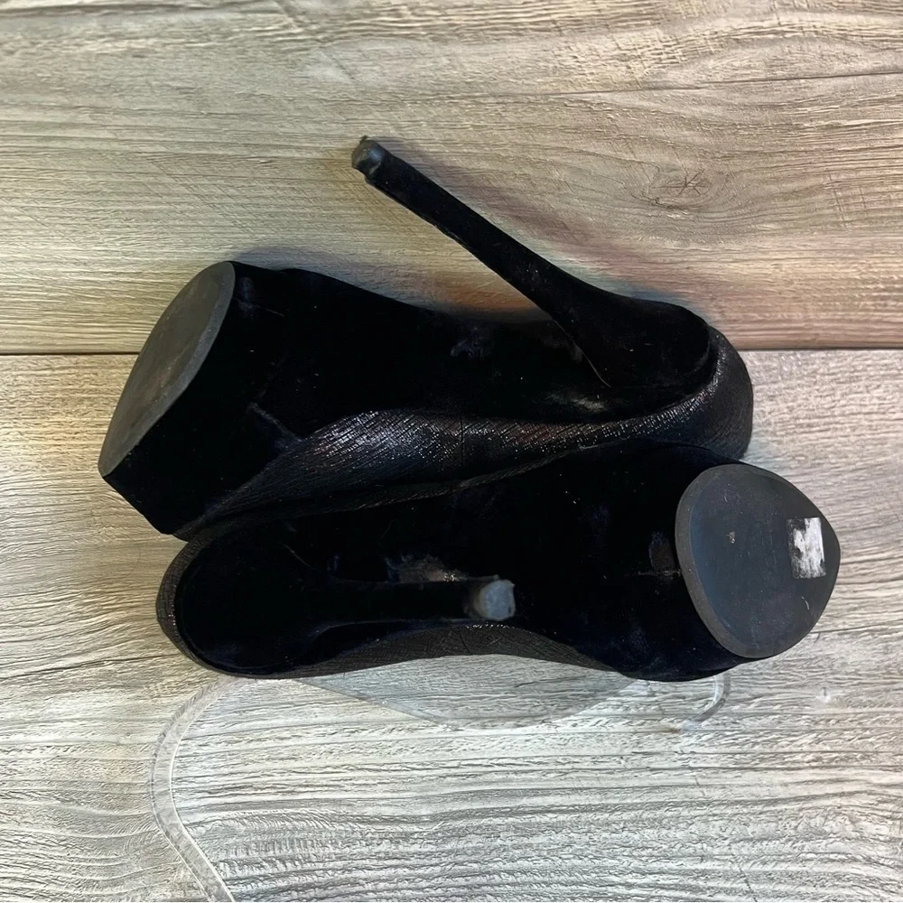 RODO + Talbot Runhof platform velvet and metallic sheen high heel stilettos sz 6